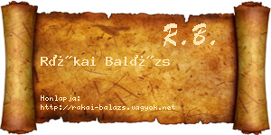 Rákai Balázs névjegykártya
